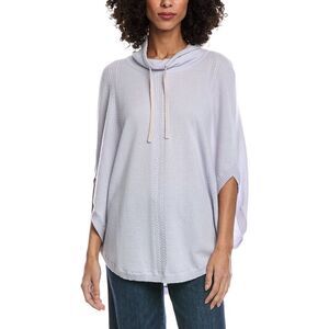 Hannah Rose Arrowhead Cable Cashmere Poncho, Grey